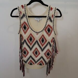 Derek Lam Crosby Sleeveless Tassel Knit Top Sz XS Scoop Neck Cotton MRSP $395